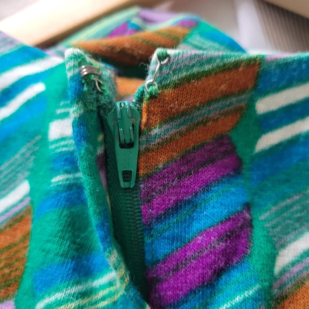 Vintage Teal and Purple Chevron Mini Dress - Picture 8 of 9